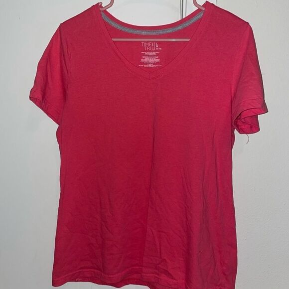 Basic Pink Time and True V-neck Tee - Picture 1 of 2